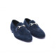 Men’s Navy Blue Suede Loafers – Elegant Slip-On Shoes with Metal Bit