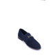 Men’s Navy Blue Suede Loafers – Elegant Slip-On Shoes with Metal Bit