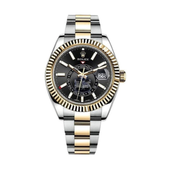 Rolex Black Dial with Silver and Gold Touch Chain Watch – Luxury Men's Watch